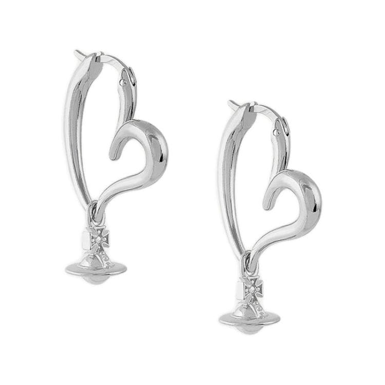 Серьги Vivienne Westwood Emily Сатурн Сердце Вырез Кольцо Латунь Серьги Женский Серебристый - изображение 2