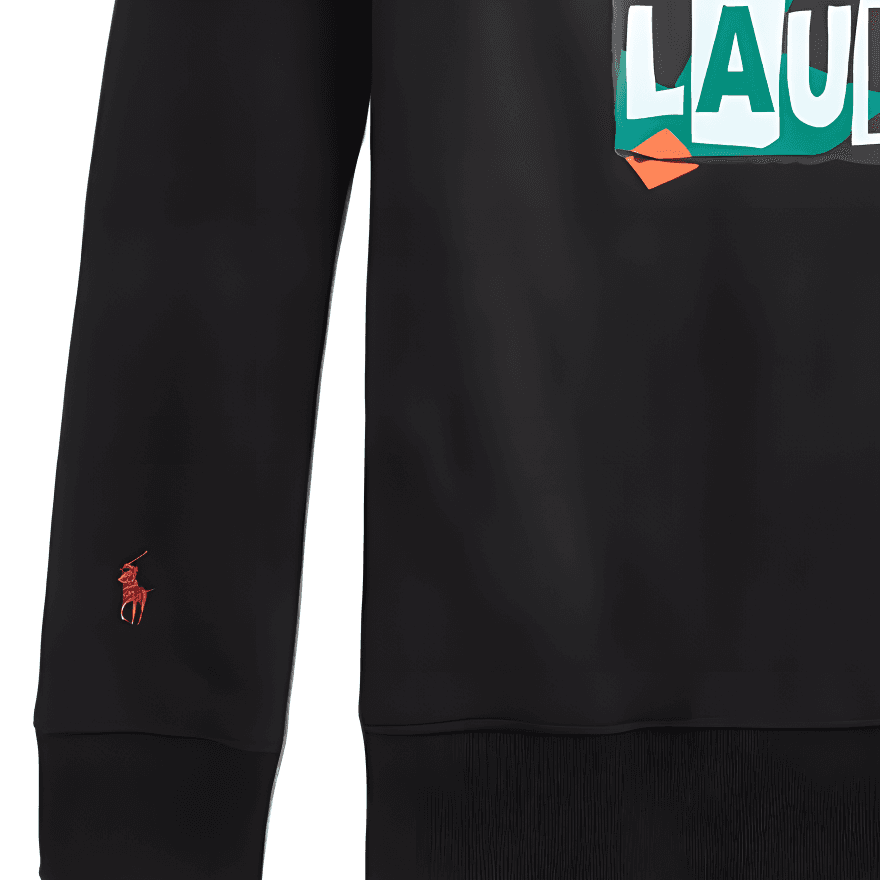 Худи Polo Ralph Lauren SS22 Флисовая подкладка капюшон узор с пони Толстовка унисекс черный - изображение 4