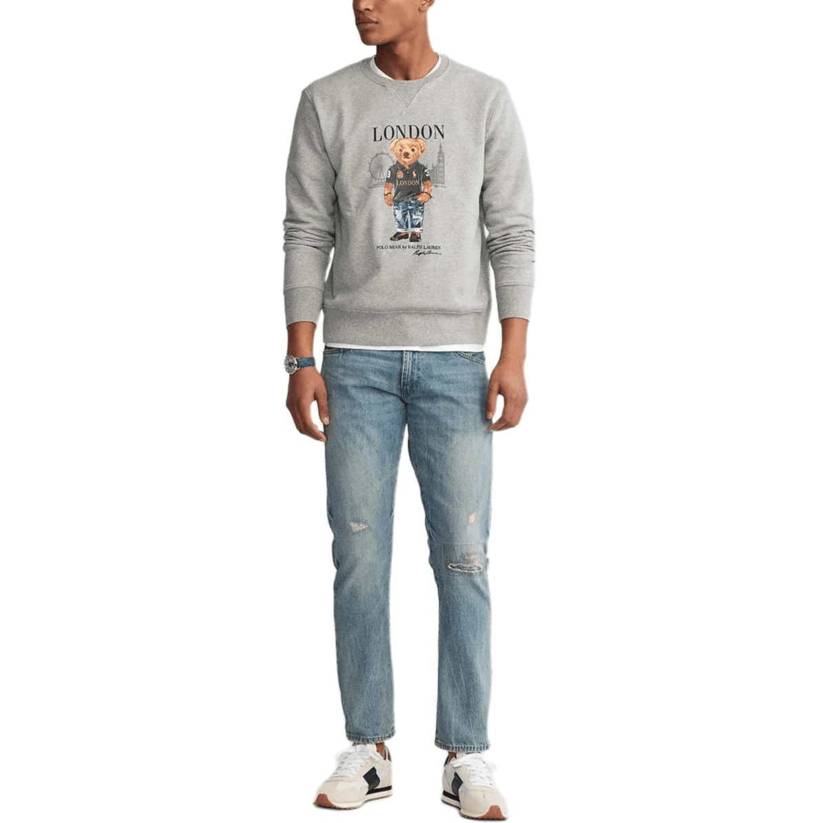 Худи Polo Ralph Lauren FW23 Однотонный Медвежонок Городской Узор Круглый вырез С флисовой подкладкой Длинный рукав Толстовка - изображение 2