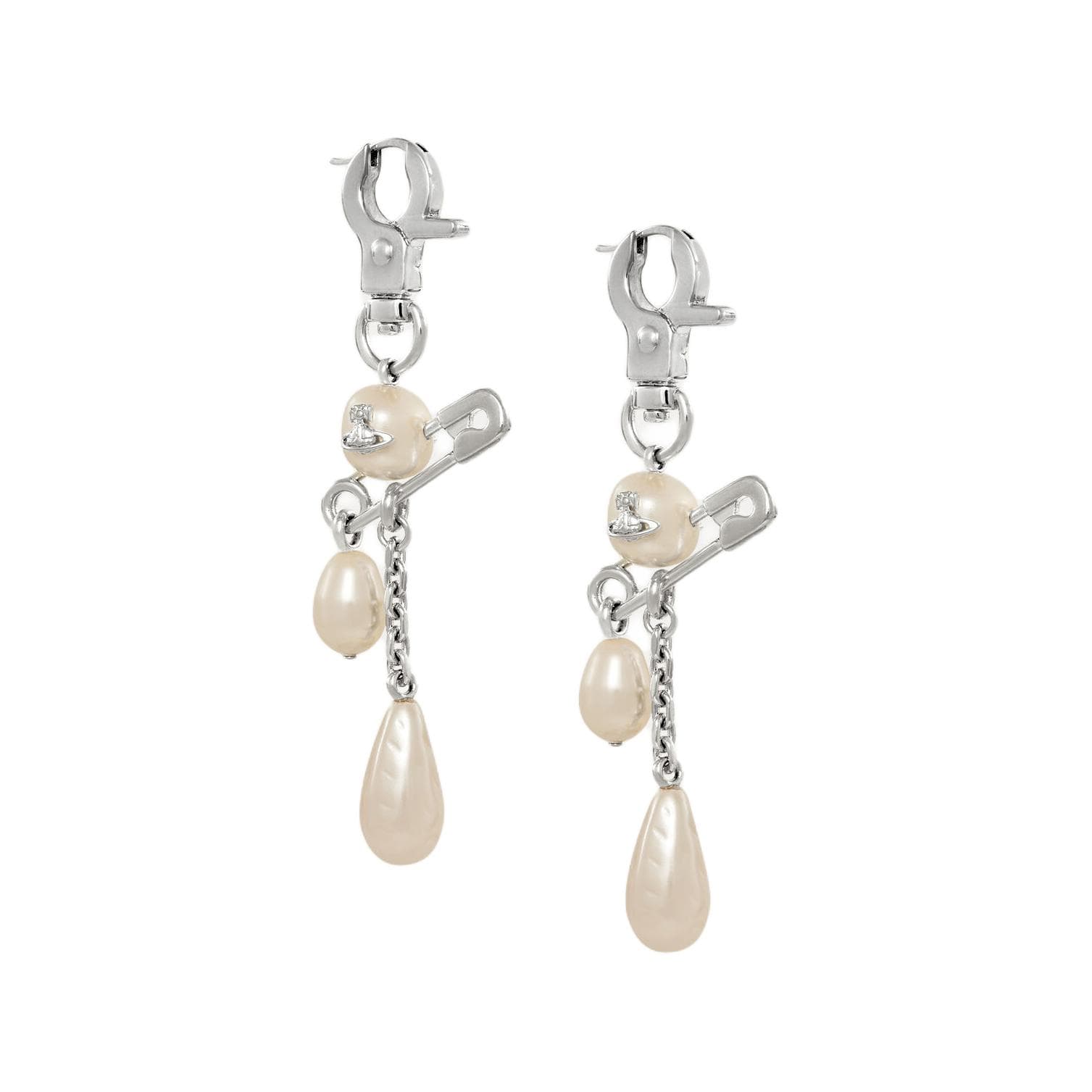 Серьги Серьги-кольца Vivienne Westwood с подвеской Saturn из латуни искусственным жемчугом женские серебряные - изображение 3