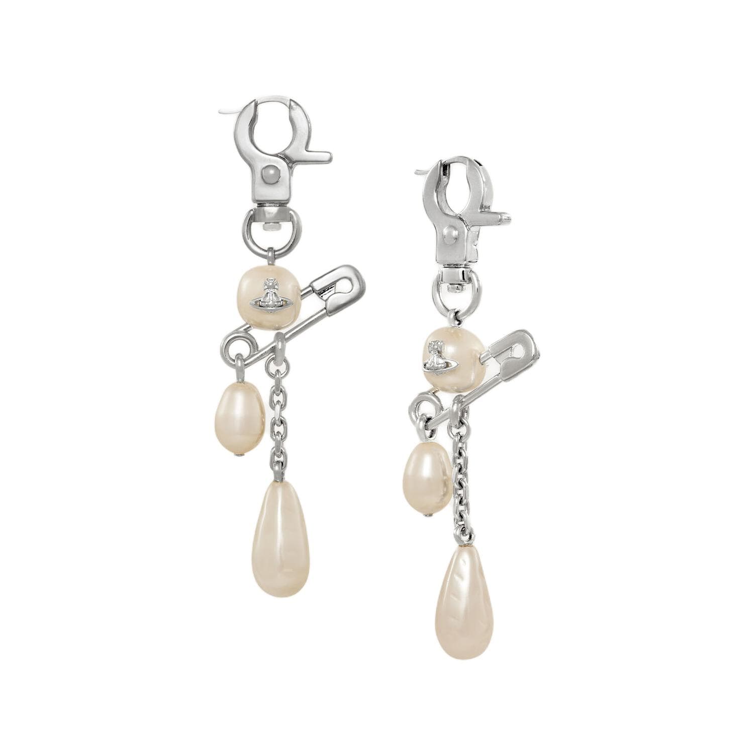Серьги Серьги-кольца Vivienne Westwood с подвеской Saturn из латуни искусственным жемчугом женские серебряные - изображение 2