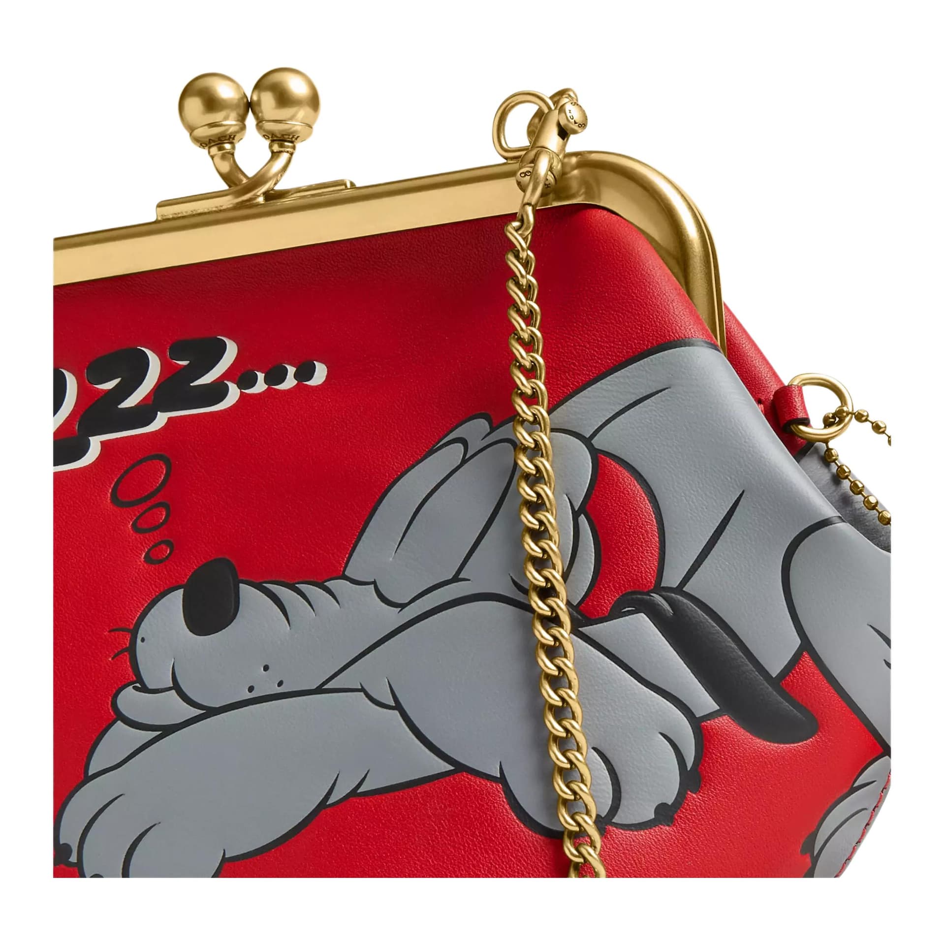 Сумка через плечо COACH X DISNEY Коллаборация Kisslock Коровья кожа Сумка на плечо Маленькая Женская Красная - изображение 6