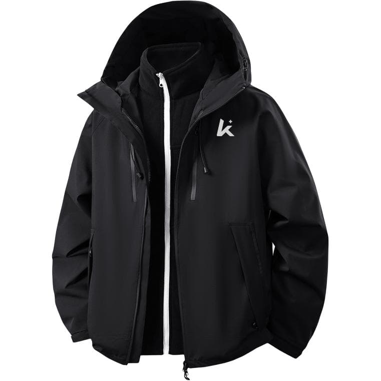 Куртка Kawasaki x Кавасаки Осень зима Спорт & отдых на природе Коммутирование Куртка ретро стиль Экстра свободный Легкий Удобный Ветрозащитный Дышащий Повседневный Универсальный Флисовая подкладка Термозащитный 3 в 1 Мужской - изображение 1