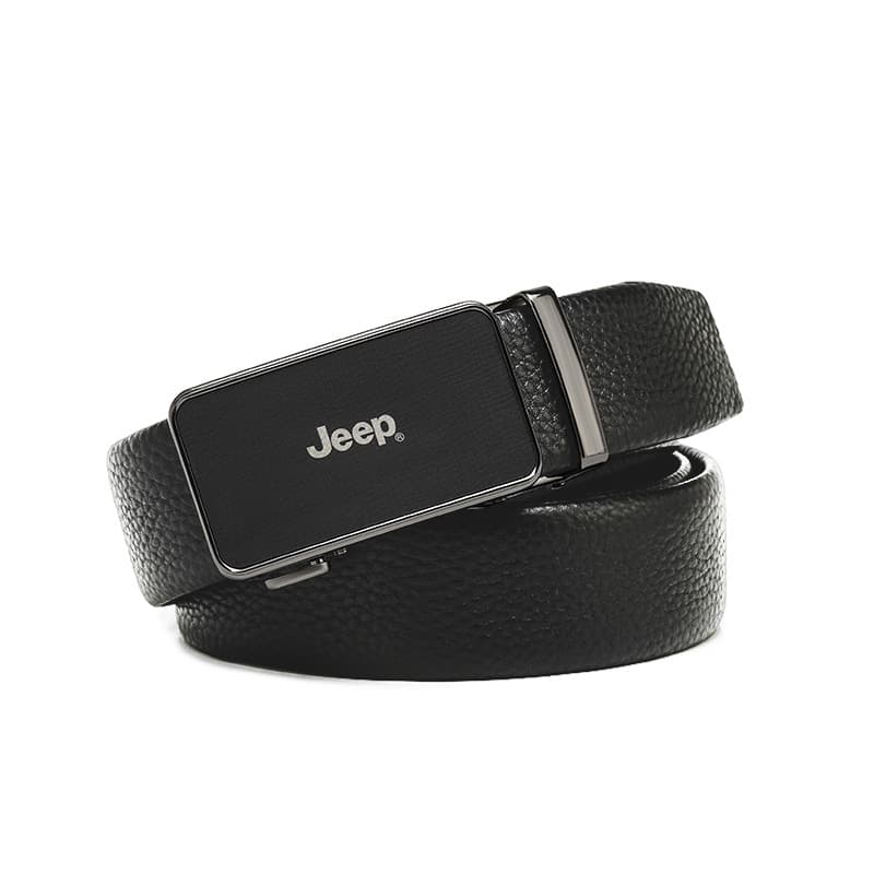 Ремень Jeep Кожаные ремни Мужской Черный Зернистая кожа личи Черный Ширина корпуса 3,5 см - изображение 2