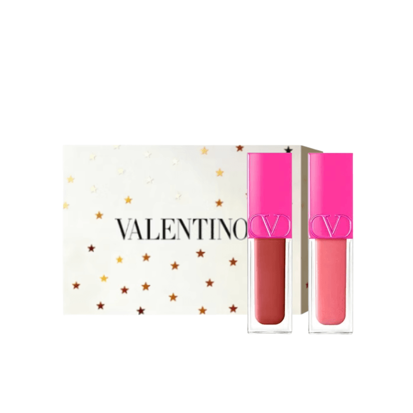 Коллекция Рождества 2025 Valentino Два Тон Губы GLOSS Наборы косметики Легко смешивается Естественный 6,5г+6,5г - изображение 3