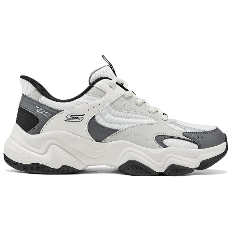 Кроссовки Skechers DLITES Износостойкие Легкие Увеличивающие Высоту Низкие массивные кроссовки Мужские Белые Серые - изображение 2
