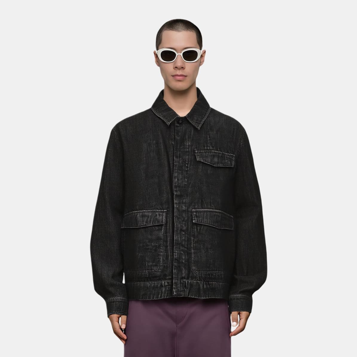 Джинсовая куртка ZARA Loose Denim Jacket Black - изображение 3