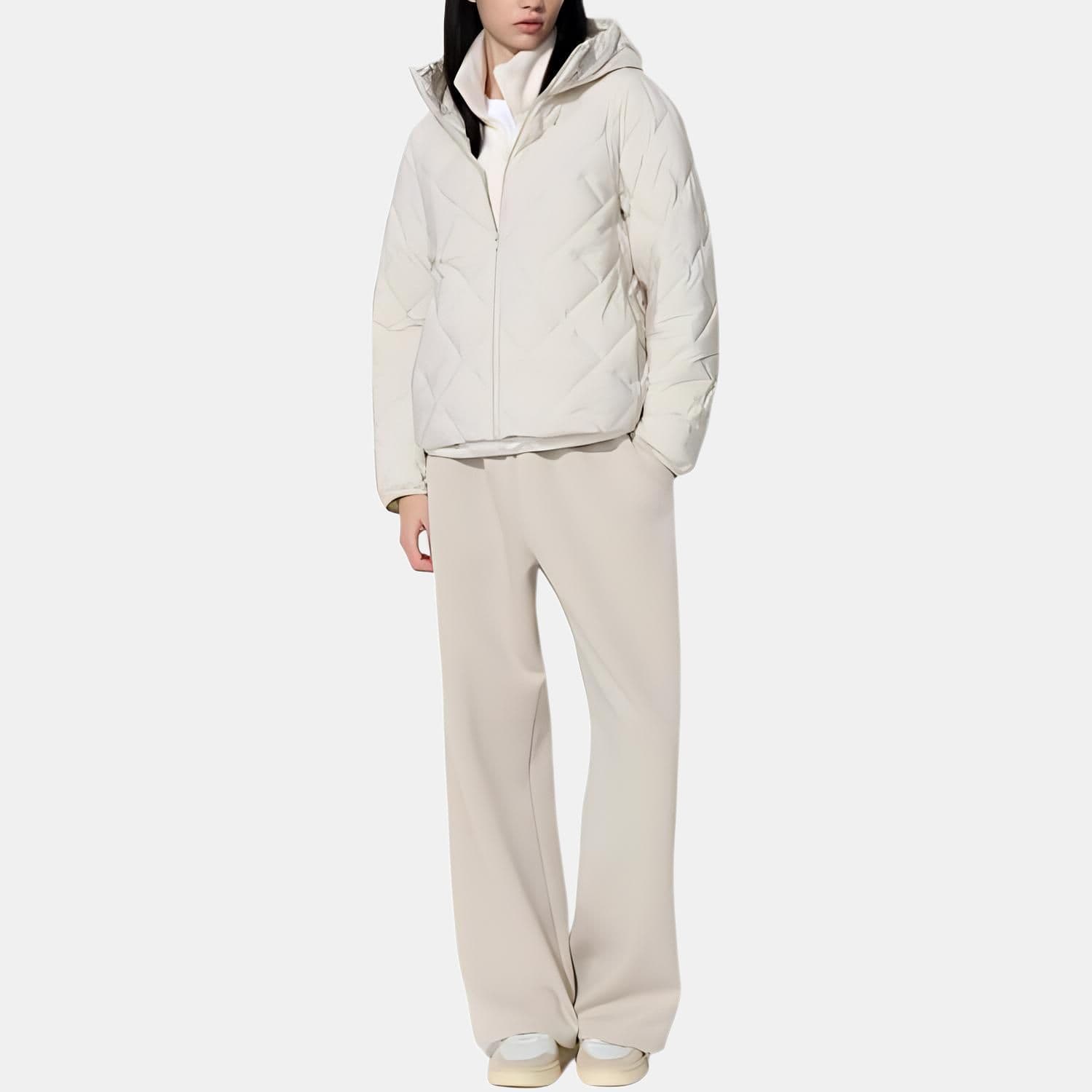 UNIQLO Хлопковый пуховик женский светло-бежевый - изображение 2