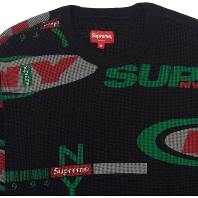 Худи Supreme FW18 NY Waffle Thermal Black - изображение 3