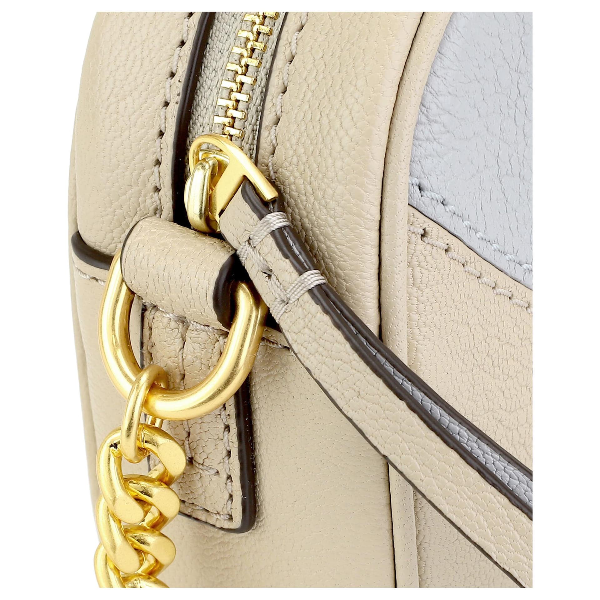 Сумка через плечо Tory Burch Сумка через плечо из крупнозернистой текстуры кожа Личи женская серый и бежевый - изображение 6