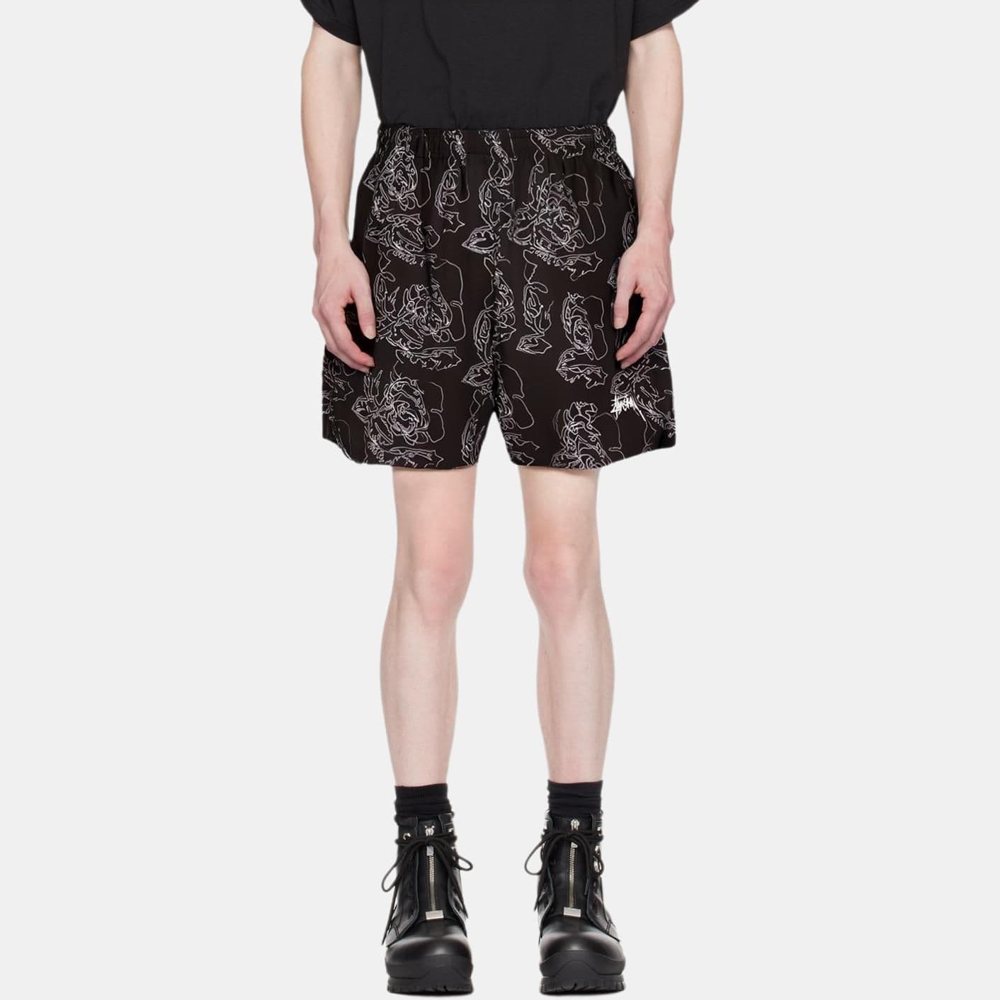 Шорты Stussy Embroidered Floral Shorts Black - изображение 3