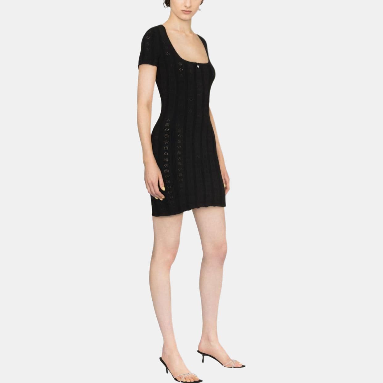 Платье Alexander Wang Черные Женские Короткие Платья с Короткими Рукавами - изображение 4