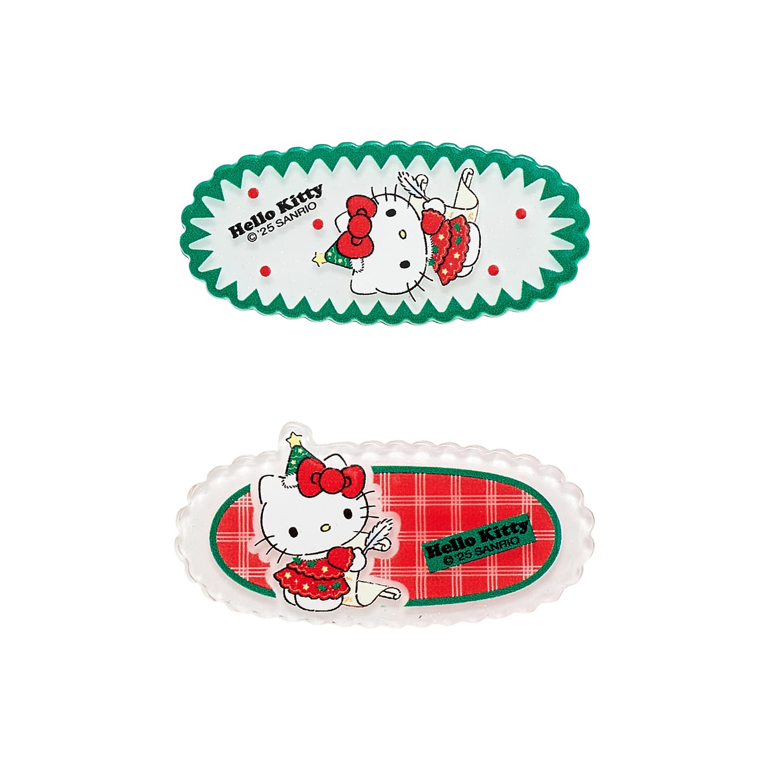 Заколка Sanrio Hello Kitty Мультяшный рисунок Милый овальный зажим Освежающий привлекательный набор из 2 заколок для челки и затылка Акрил - изображение 1