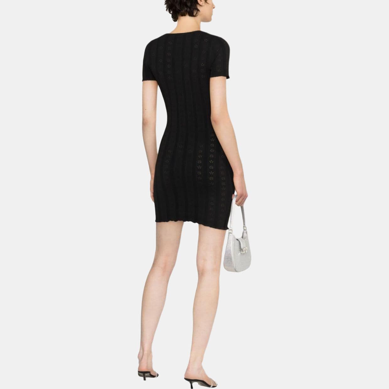 Платье Alexander Wang Черные Женские Короткие Платья с Короткими Рукавами - изображение 5