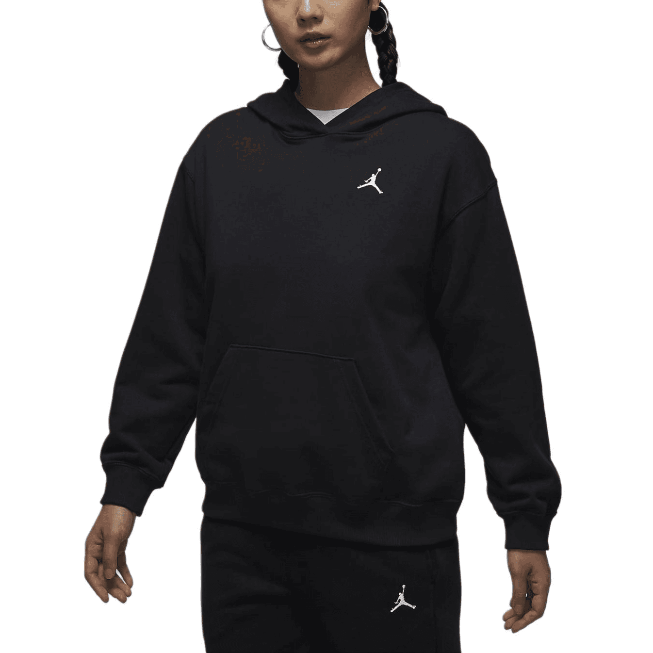 Худи Jordan AS W J BRKLN FLC FT PO Однотонный Модный Спортивный Толстовка Женский Черный - изображение 3