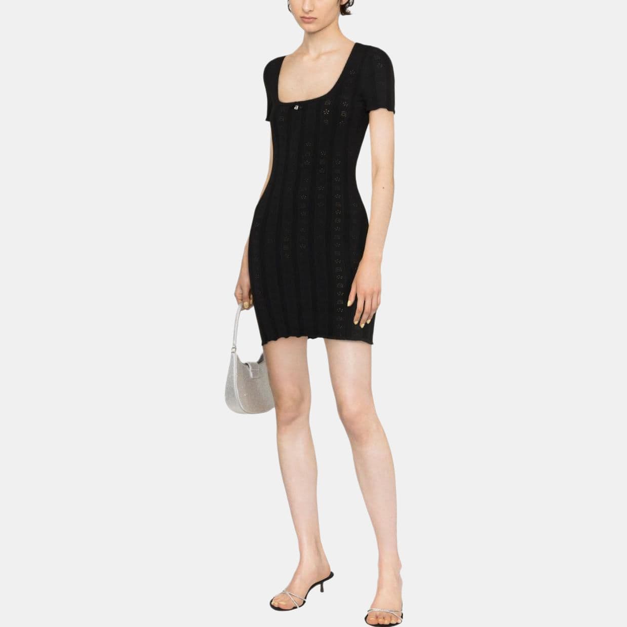 Платье Alexander Wang Черные Женские Короткие Платья с Короткими Рукавами - изображение 3