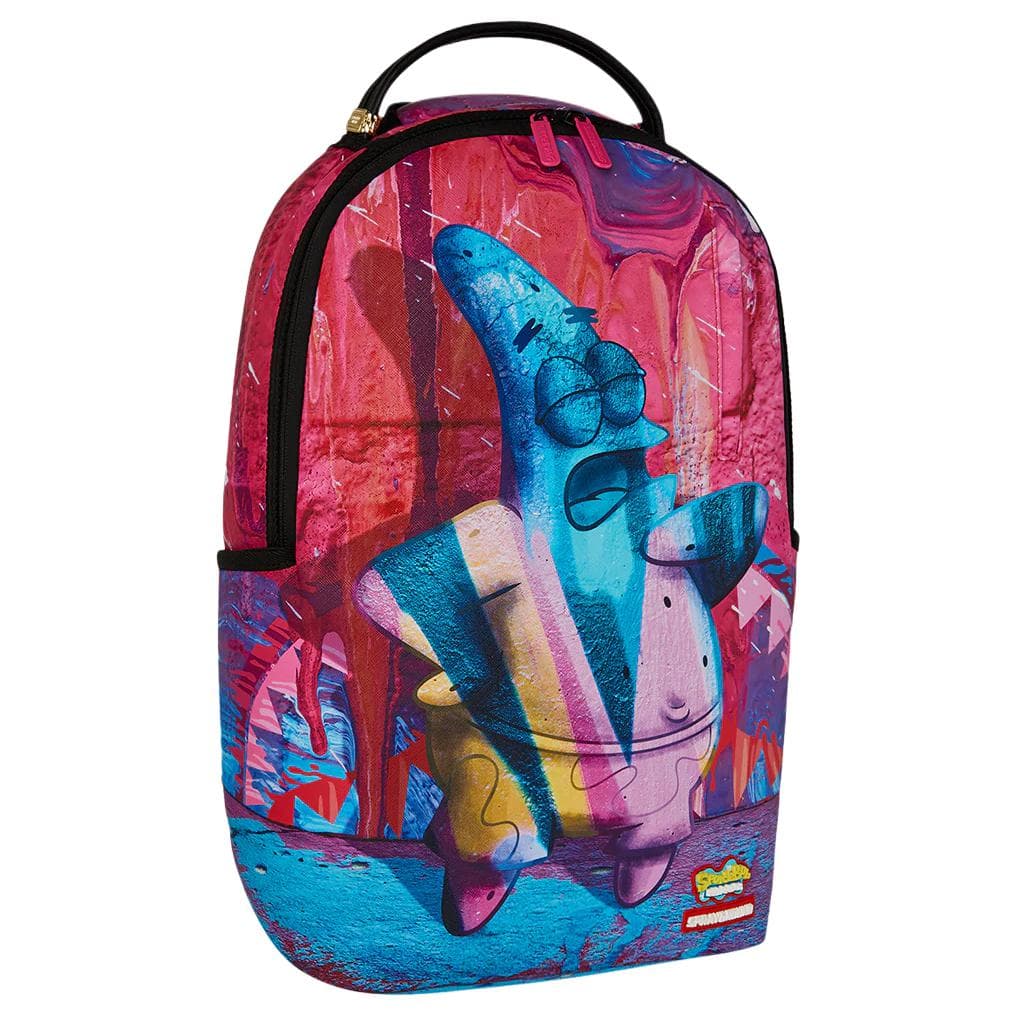 Рюкзак SPRAYGROUND Губка Боб Коллаборация Искусственная кожа Водонепроницаемый тканевый рюкзак Унисекс Синий и Розовый - изображение 3