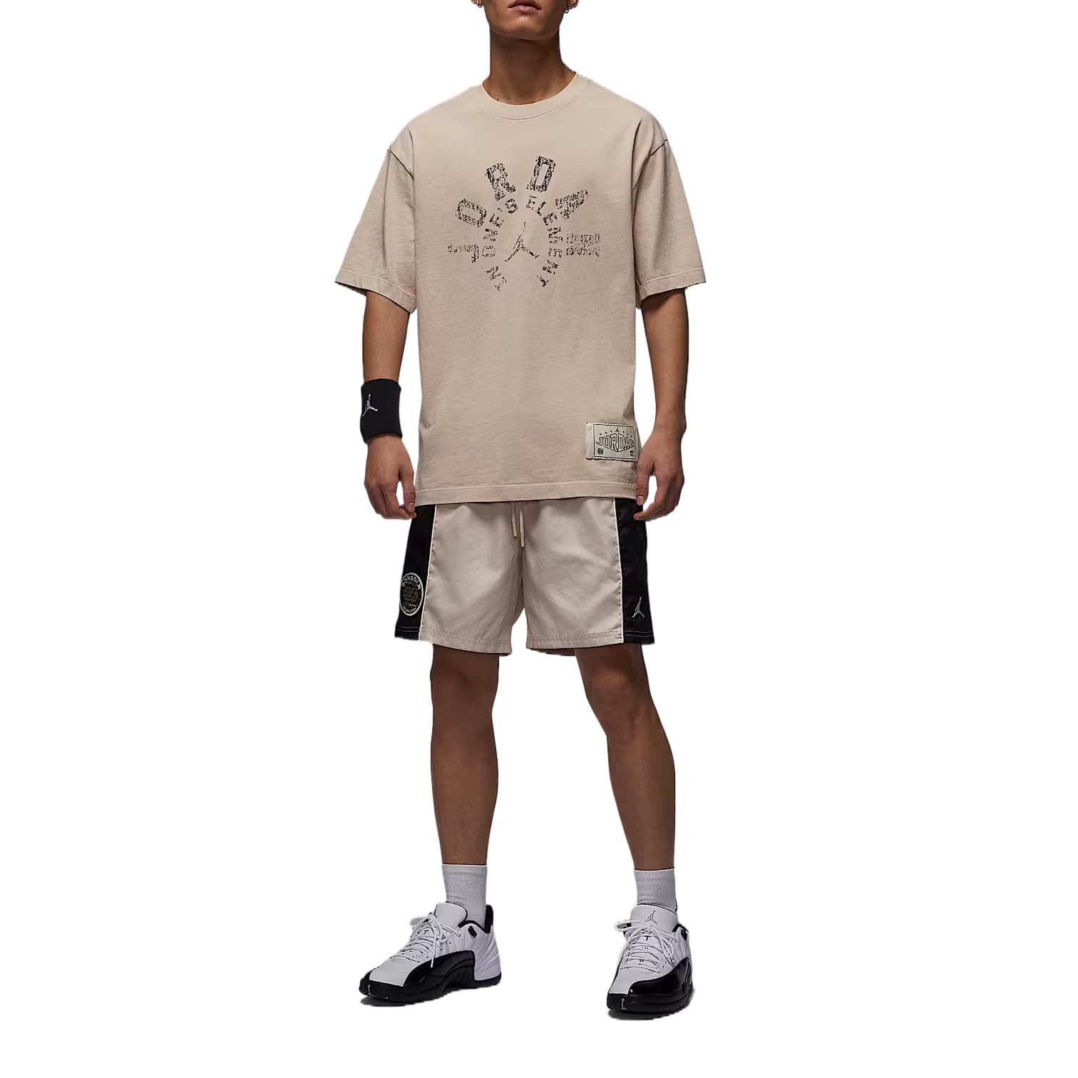 Футболка Jordan Jordan 85Dongdan Мягкая удобная модная однотонная футболка с цифрами Мужской Коричневый - изображение 3