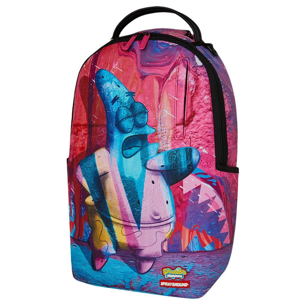 Рюкзак SPRAYGROUND Губка Боб Коллаборация Искусственная кожа Водонепроницаемый тканевый рюкзак Унисекс Синий и Розовый - изображение 2
