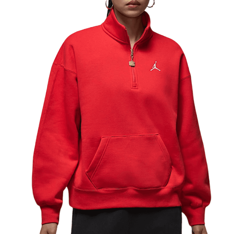 Кофта Jordan As W J Flt Flc QTR ZIP GCEL Удобный воротник-стойка длинный рукав свитшот женский ярко-красный - изображение 4