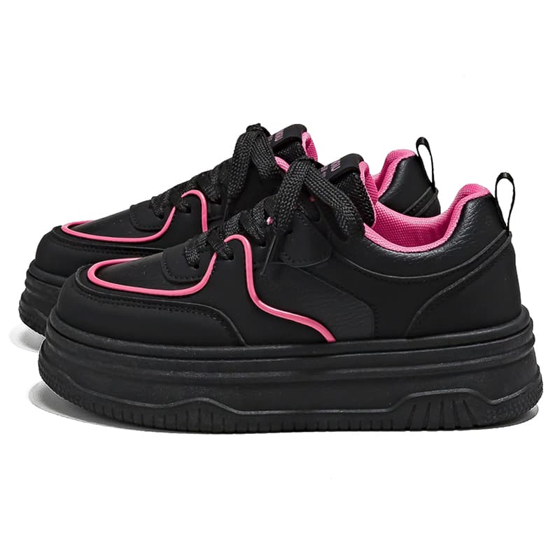 Кроссовки HUANQIU Slip-resistant Lightweight And Breathable Low-Top Skateboarding Shoes Women's Black Pink HUANQIU Противоскользящие Легкие И Дышащие Низкие Кроссовки для Скейтбординга Женские Черные Розовые - изображение 2