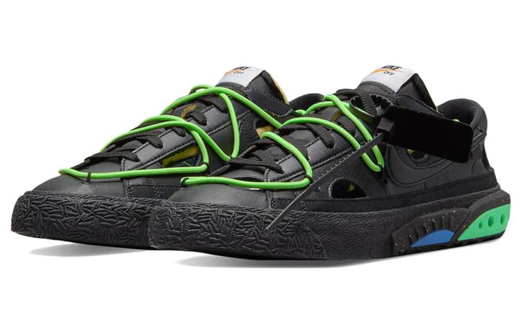 Кроссовки OFF-WHITE x Nike Blazer Low 77 "Black and Electro Green" - изображение 3