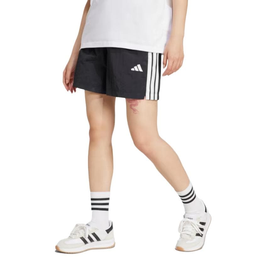 Шорты Adidas Essentials 3 Stripes Lifestyle Повседневные Шорты Женские Черные Белые - изображение 2