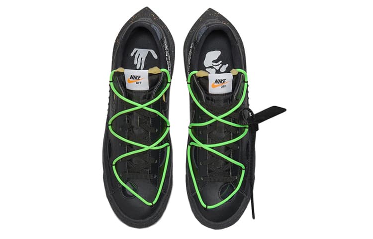 Кроссовки OFF-WHITE x Nike Blazer Low 77 "Black and Electro Green" - изображение 4