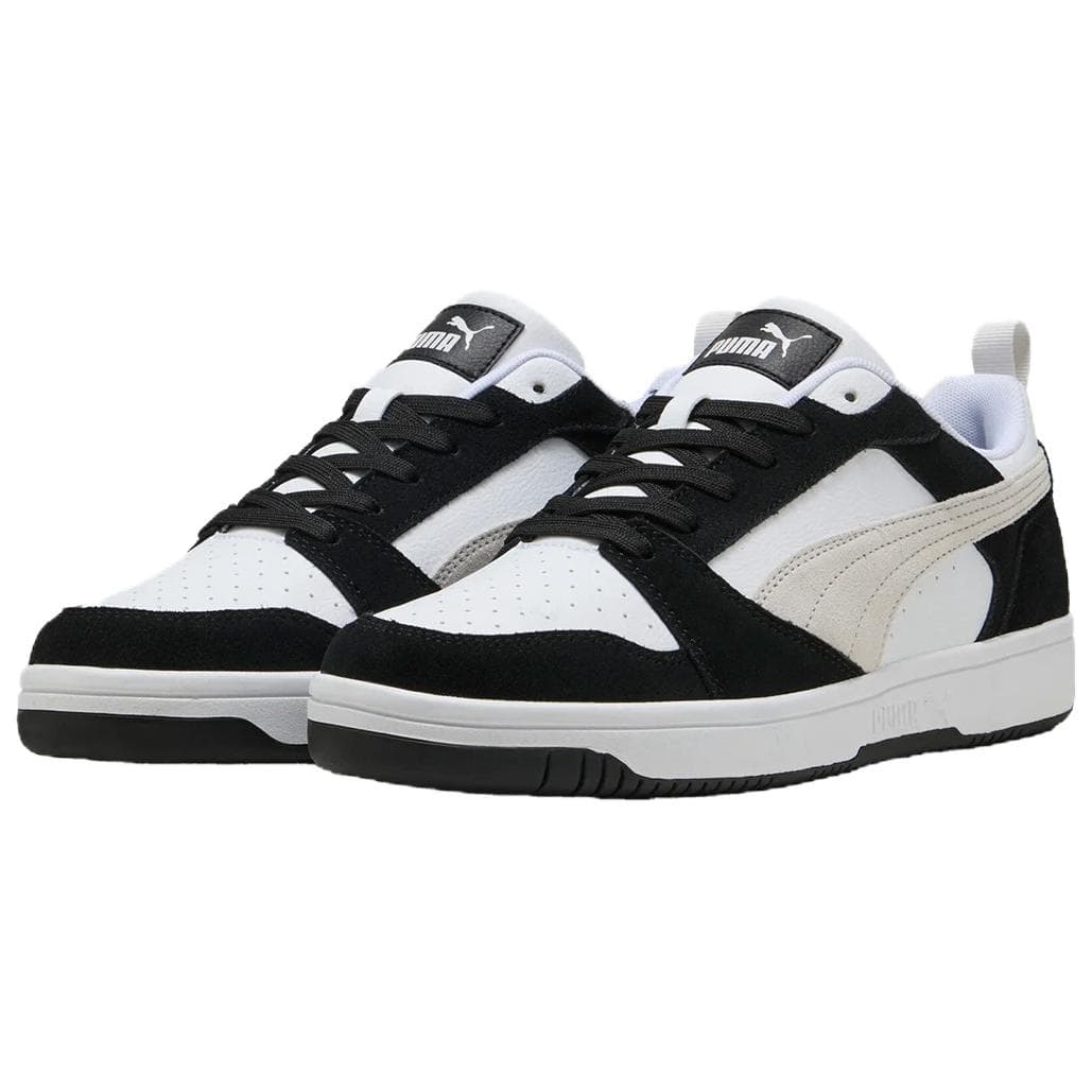 Кроссовки PUMA Rebound V6 Устойчивые к истиранию Низкие Кроссовки для скейтбординга Мужские Черно-белые - изображение 3