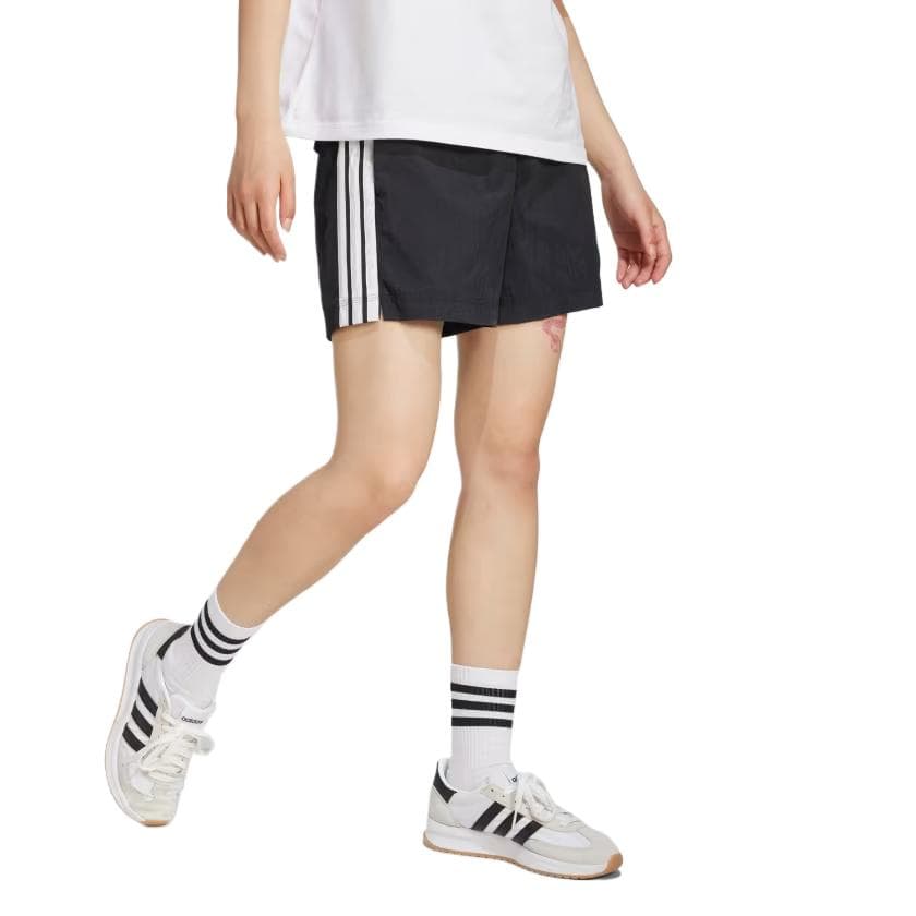Шорты Adidas Essentials 3 Stripes Lifestyle Повседневные Шорты Женские Черные Белые - изображение 4