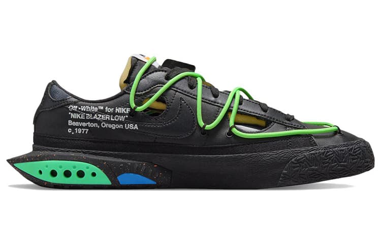 Кроссовки OFF-WHITE x Nike Blazer Low 77 "Black and Electro Green" - изображение 2