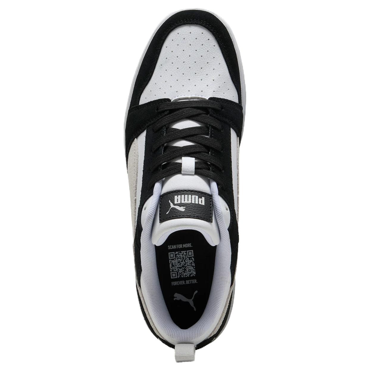 Кроссовки PUMA Rebound V6 Устойчивые к истиранию Низкие Кроссовки для скейтбординга Мужские Черно-белые - изображение 4