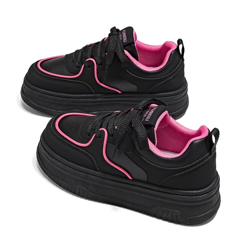 Кроссовки HUANQIU Slip-resistant Lightweight And Breathable Low-Top Skateboarding Shoes Women's Black Pink HUANQIU Противоскользящие Легкие И Дышащие Низкие Кроссовки для Скейтбординга Женские Черные Розовые - изображение 5