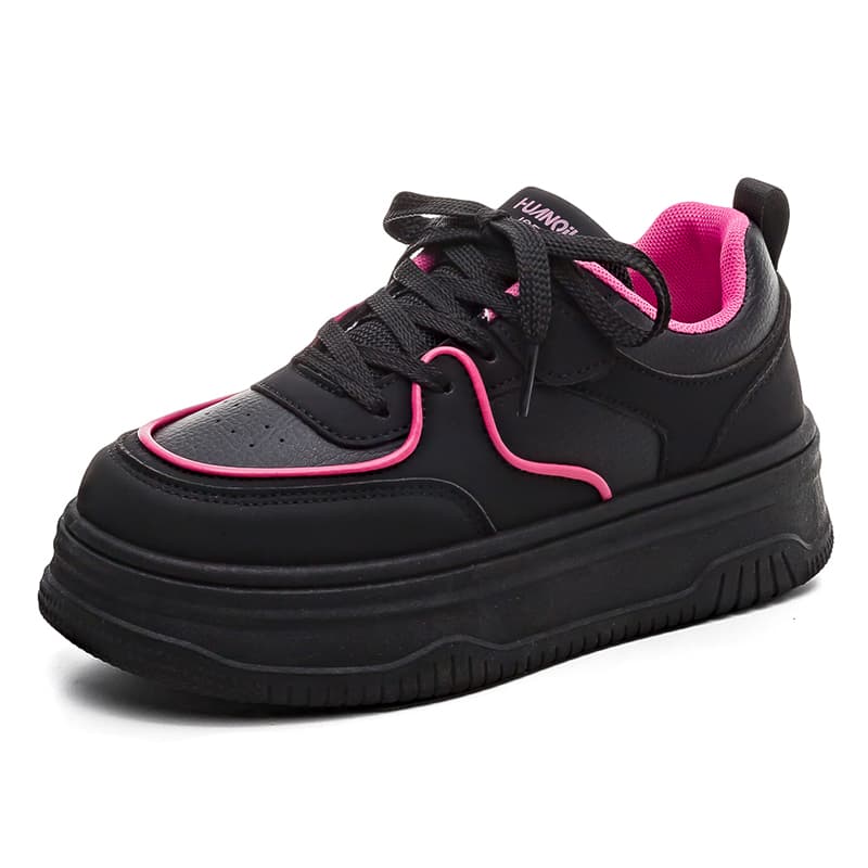 Кроссовки HUANQIU Slip-resistant Lightweight And Breathable Low-Top Skateboarding Shoes Women's Black Pink HUANQIU Противоскользящие Легкие И Дышащие Низкие Кроссовки для Скейтбординга Женские Черные Розовые - изображение 1