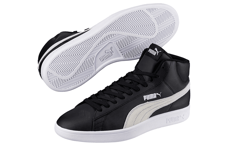 Кроссовки PUMA Smash V2 Mid Black White - изображение 3