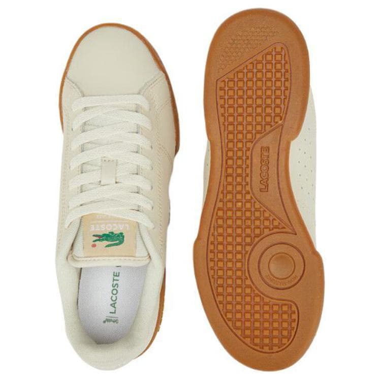 Кроссовки LACOSTE Коровья кожа Низкий топ Скейтборд Обувь Женская Бежевая - изображение 5