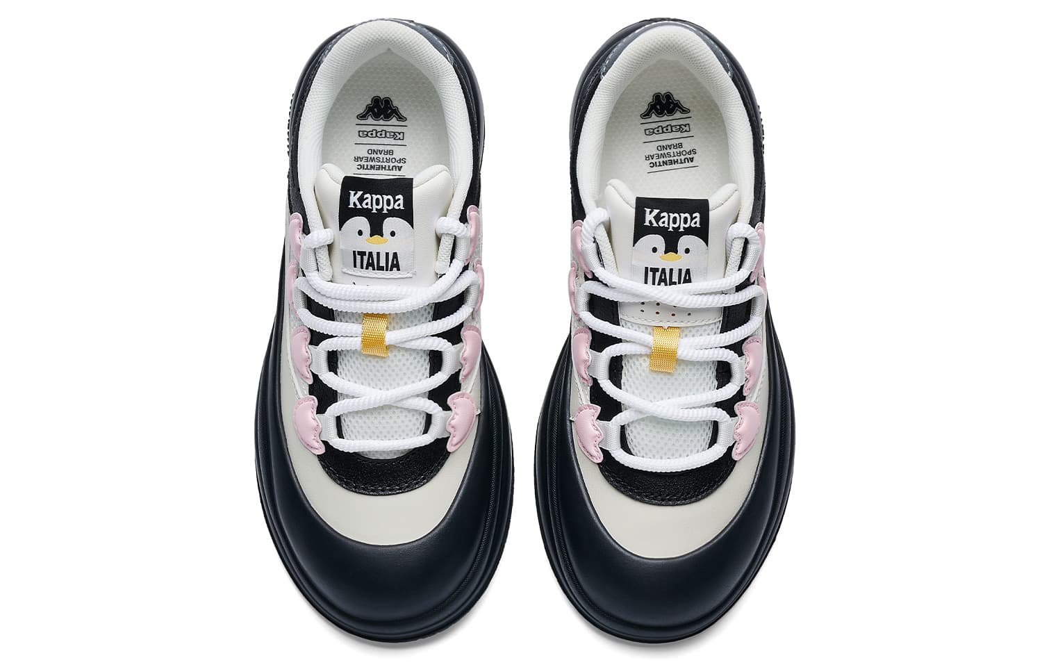 Кроссовки KAPPA Penguin Shoes Спина To Спина визуально увеличивает рост Низкие кеды для скейтбординга Женские Черно-белые - изображение 4