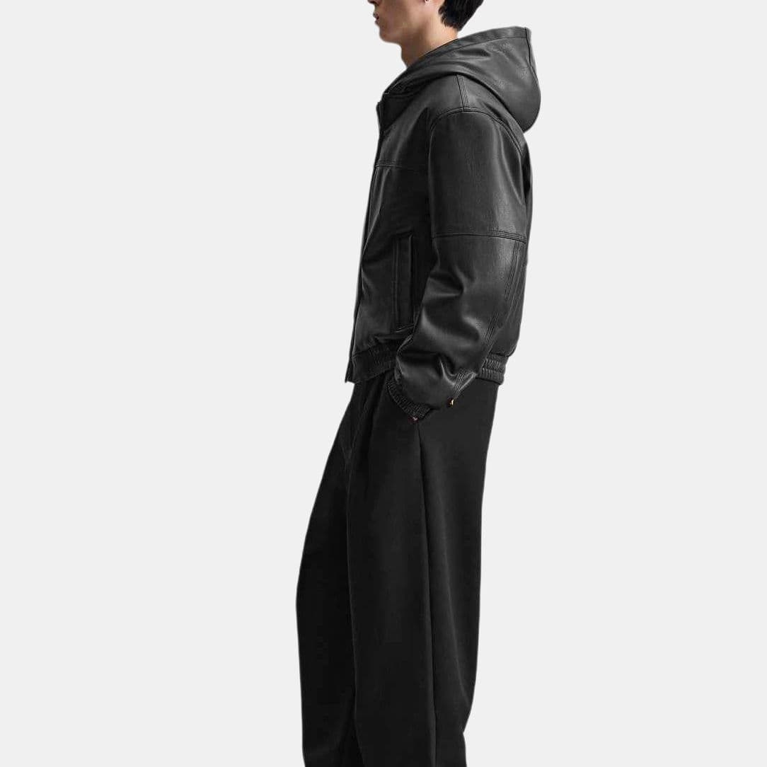 Кожаная куртки ZARA FW24 Кожаная Куртка Мужская Черная - изображение 4