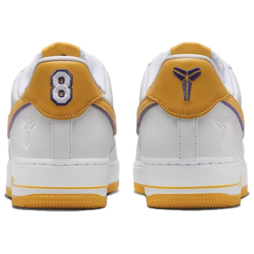 Кроссовки Nike X Kobe Bryant Air Force 1 Кожа Противоскользящий Низкий Топ Скейтборд Обувь Унисекс Белый Желтый Фиолетовый - изображение 5