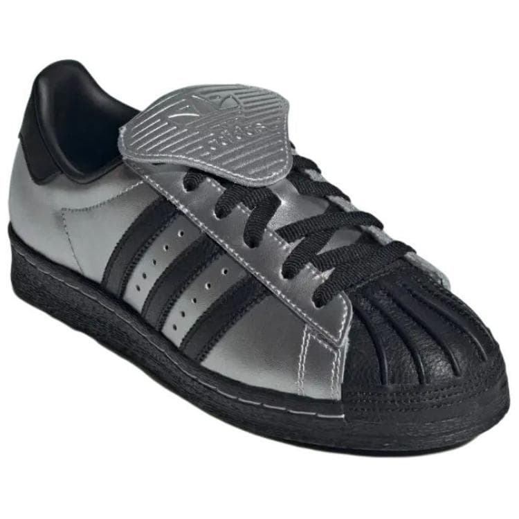Кроссовки Adidas Originals Superstar Кожа Low Топ Скейтборд Обувь Women's Silver Черный - изображение 2