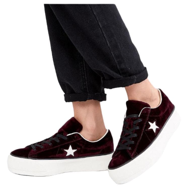 Кроссовки Converse ONE STAR Повседневная обувь для скейтборда Износостойкий Лоу-топы Женская Бордово-белый - изображение 4
