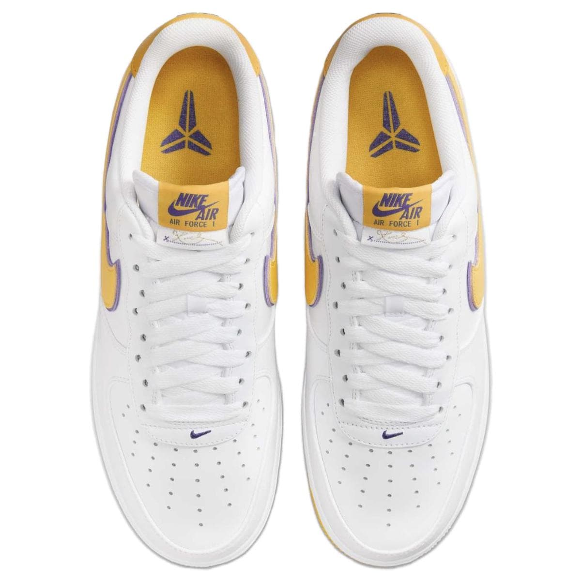 Кроссовки Nike X Kobe Bryant Air Force 1 Кожа Противоскользящий Низкий Топ Скейтборд Обувь Унисекс Белый Желтый Фиолетовый - изображение 4