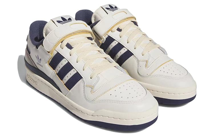 Кроссовки Adidas Originals FORUM 84 Low Кожа Удобный Low Топ Скейтборд Обувь Мужской Белый и синий цвет - изображение 3