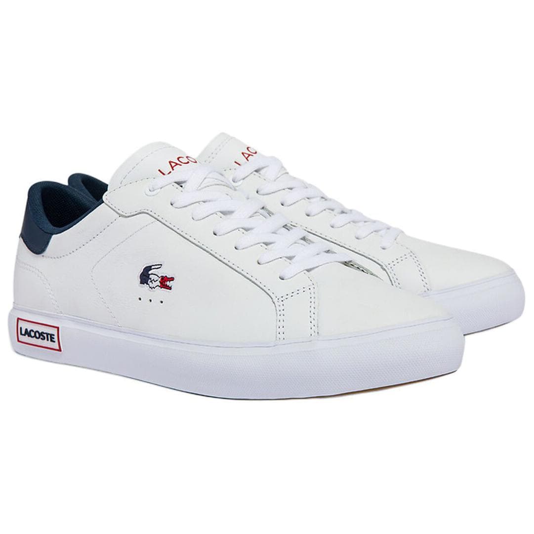 Кроссовки LACOSTE Противоскользящие Износостойкие Низкие Кроссовки для скейтбординга Мужские Белые Синие - изображение 2