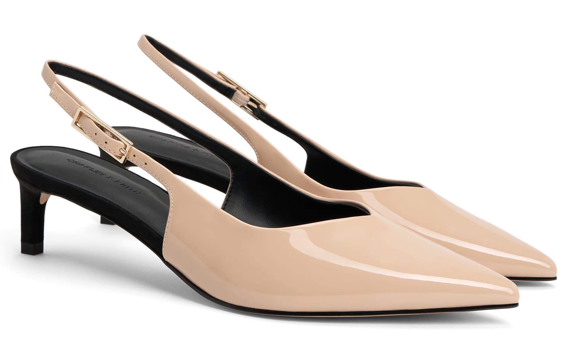 Туфли CHARLES&KEITH PU элегантные туфли с заостренным носком, низким каблуком и пряжкой, узкий каблук, высота 5,3 см, женские - изображение 2