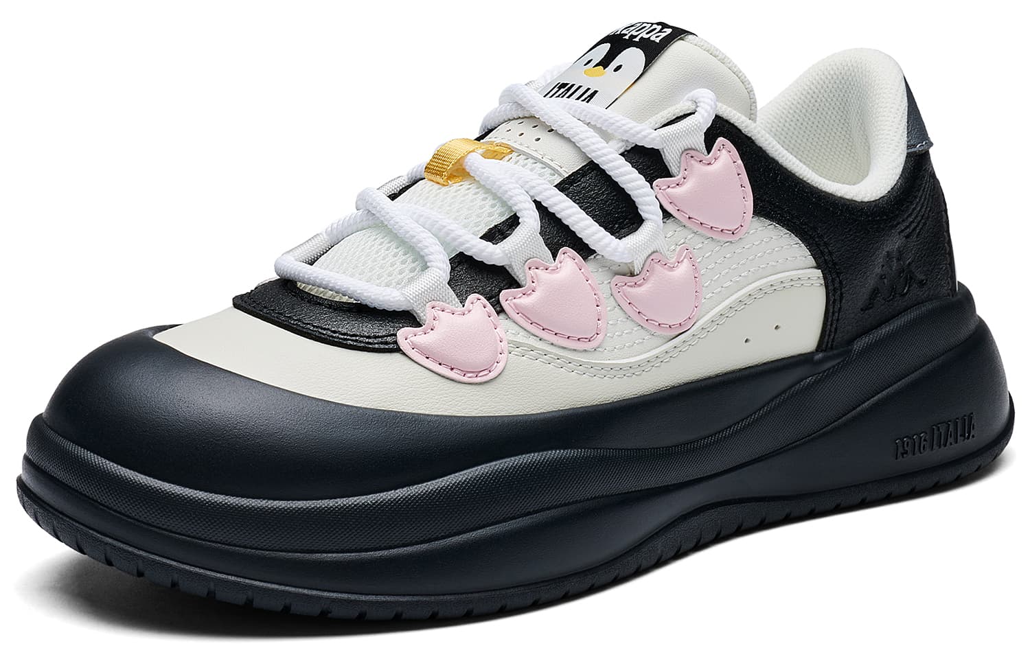 Кроссовки KAPPA Penguin Shoes Спина To Спина визуально увеличивает рост Низкие кеды для скейтбординга Женские Черно-белые - изображение 3