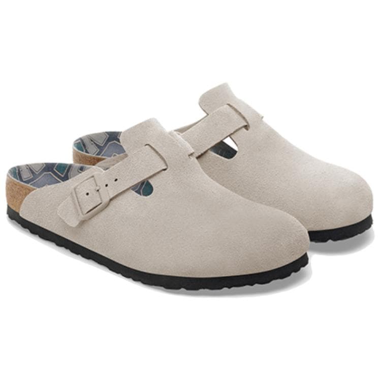 Сандалии Биркенсток Бостон Обувь Birkenstock Унисекс Лаймово-серый Узкая версия - изображение 3