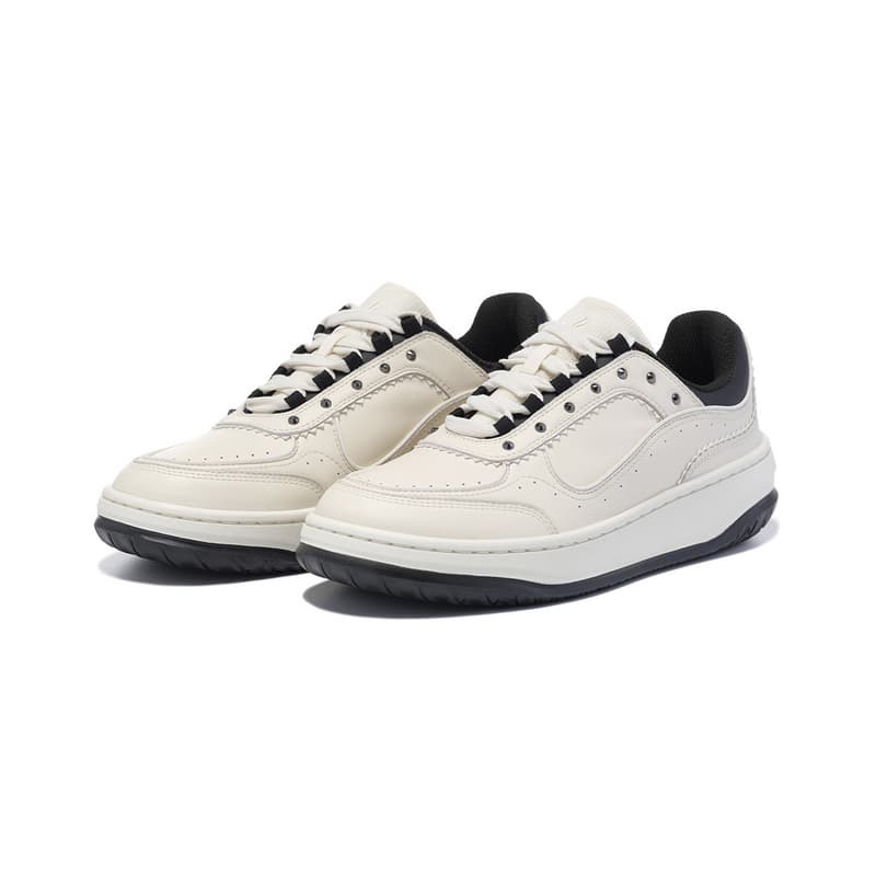 Кроссовки LI-NING 1990 Коровья кожа Мягкие и удобные противоскользящие износостойкие лоу-топы повседневная обувь для скейтборда женские бежево-черные - изображение 3