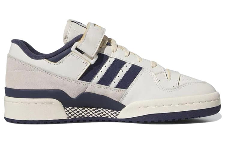 Кроссовки Adidas Originals FORUM 84 Low Кожа Удобный Low Топ Скейтборд Обувь Мужской Белый и синий цвет - изображение 2