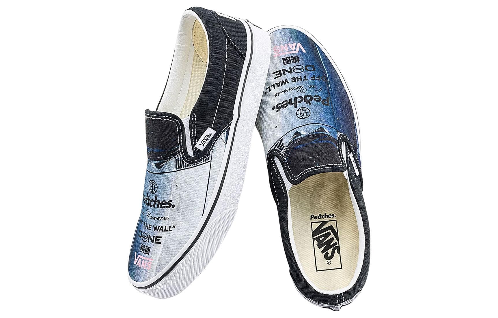 Кроссовки Vans X Peaches Классический Slip On Slip On Легкий Low Топ Скейтборд Обувь Унисекс Черный серый синий - изображение 3